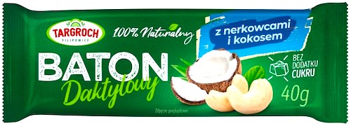 Targroch Baton Daktylowy z nerkowcami i kokosem 40g bez cukru - suplement diety