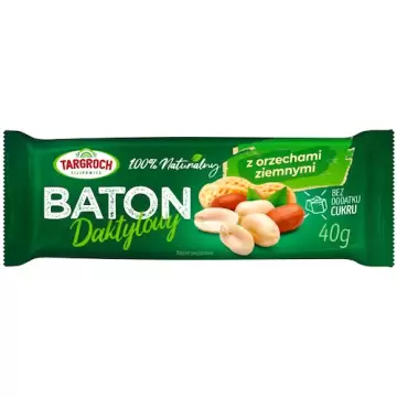 Targroch Baton Daktylowy z orzechami ziemnymi 40g bez cukru - suplement diety Arachidy