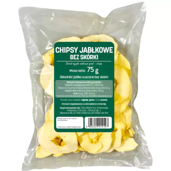 Targroch Jabłko suszone bez skórki 75g Chipsy Jabłkowe Błonnik Białko Witamina C Przekąska