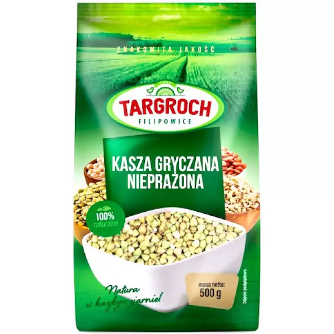 Targroch Kasza gryczana niepalona Polska 500g Nieprażona, Żelazo, Magnez, Cynk, Błonnik