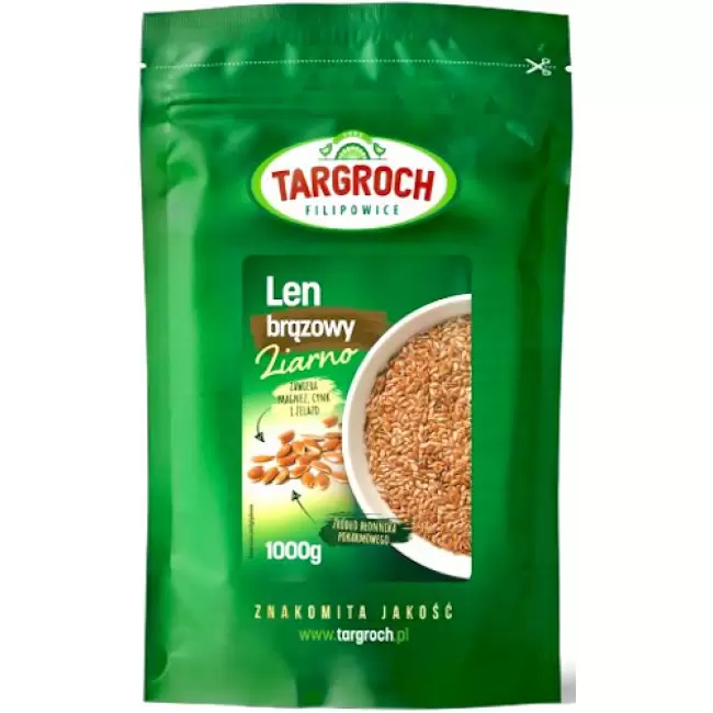 Targroch Len ziarno - siemię lniane 1000g Błonnik, Magnez, Cynk, Żelazo