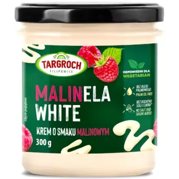 Targroch MALINELA WHITE - Krem biały o smaku malinowym 300g vege bez cukru, soli, oleju palmowego Naturalny