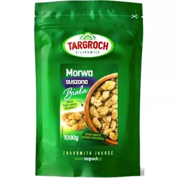 Targroch Morwa biała suszona bez pestek 1000g Błonnik Żelazo Magnez Witamina C