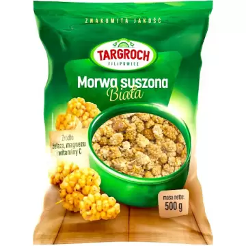 Targroch Morwa biała suszona bez pestek 500g Błonnik Żelazo Magnez Witamina C