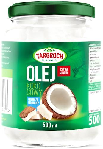 Targroch Olej kokosowy nierafinowany EXTRA VIRGIN 500ml tłoczony na zimno