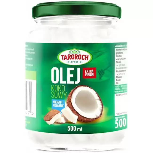 Targroch Olej kokosowy nierafinowany EXTRA VIRGIN 500ml tłoczony na zimno