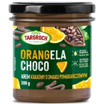 Targroch ORANGELA CHOCO - Krem kakaowy o smaku pomarańczy 300g vege bez cukru, soli, oleju palmowego Naturalny