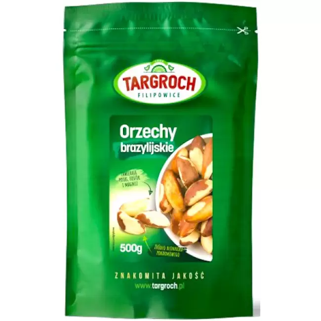 Targroch Orzechy brazylijskie całe 500g Błonnik, Fosfor, Magnez, Potas, KETO