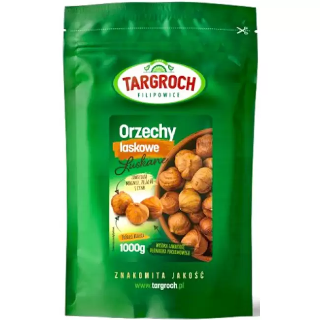 Targroch Orzechy laskowe łuszczone 1000g (1kg) Białko Błonnik Magnez Żelazo Cynk