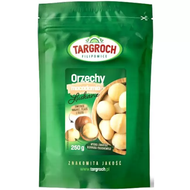 Targroch Orzechy Macadamia Łuskane 250g Błonnik, Magnez, Żelazo, Fosfor