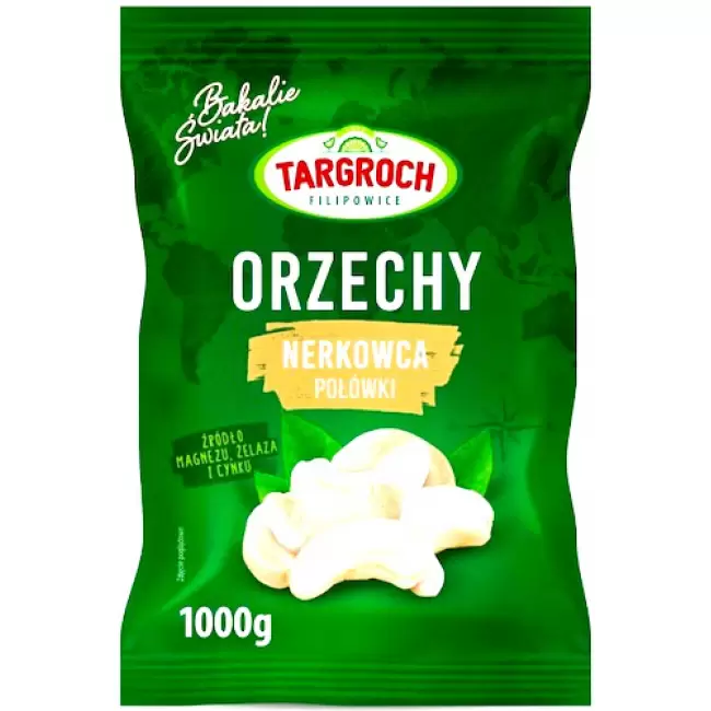 Targroch Orzechy Nerkowca Połówki Nerkowce 1000g Białko, Magnez, Żelazo, Cynk