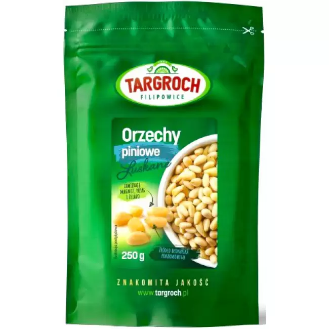 Targroch Orzechy Pini łuskane Orzeszki Piniowe 250g Błonnik Magnez Potas Żelazo