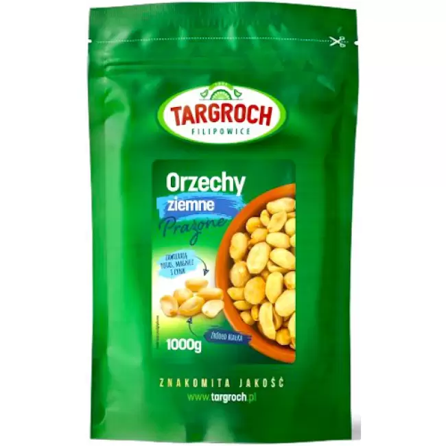 Targroch Orzeszki ziemne arachidowe prażone niesolone 1000g białko, potas, magnez, cynk
