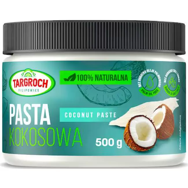 Targroch Pasta kokosowa 100% naturalna 500g Mus Kokosowy, bez soli i cukru