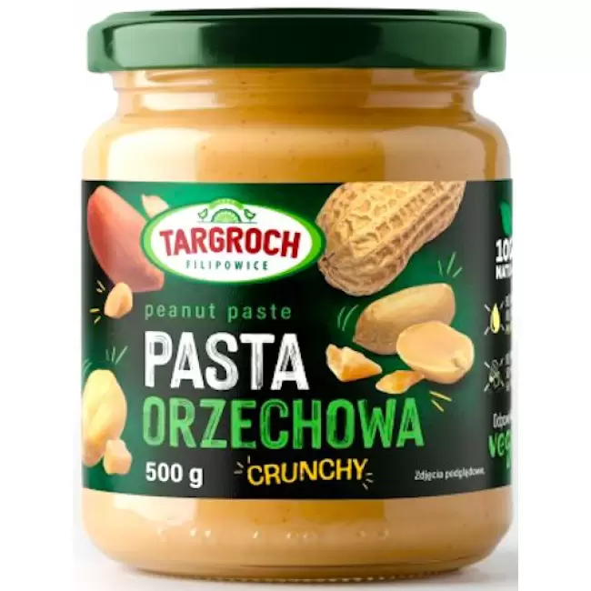 Targroch Pasta Orzechowa Crunchy (Masło Orzechowe Arachidowe) 500g Bez Dodatku Oleju Palmowego, Soli, Cukru