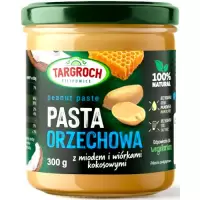 Targroch pasta orzechowa + miód + wiórki kokosowe 300g vege Masło orzechowe Błonnik