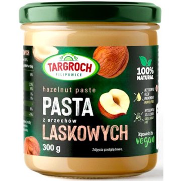 Targroch Pasta z orzechów laskowych 300g vege Masło bez dodatku soli i cukru Naturalna