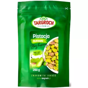 Targroch Pistacje łuskane surowe całe 250g Orzechy pistacjowe Bez łupiny Białko