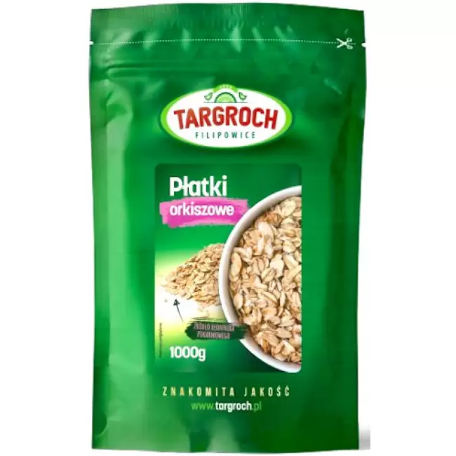 Targroch Płatki orkiszowe 1000g Błonnik Żelazo Wapń Magnez Potas Witaminy A E B Naturalne 1kg