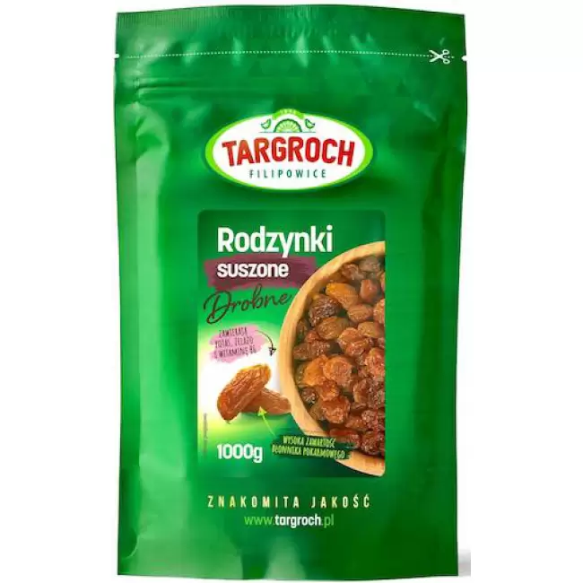 Targroch Rodzynki drobne 1000g (Sułtańskie) Błonnik Potas Żelazo B6 bez konserwantów