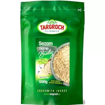 Targroch Sezam Biały 1kg Ziarno Łuskany 1000g Błonnik Białko Fosfor Magnez Cynk do Tahini