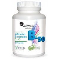 Aliness Witamina B complex B-50 100kaps vege - suplement diety Kompleks witamin grupy B