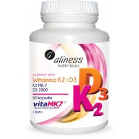 Aliness Witamina K2 MK-7 Natto 100mcg i D3 2000IU 60kaps - suplement diety