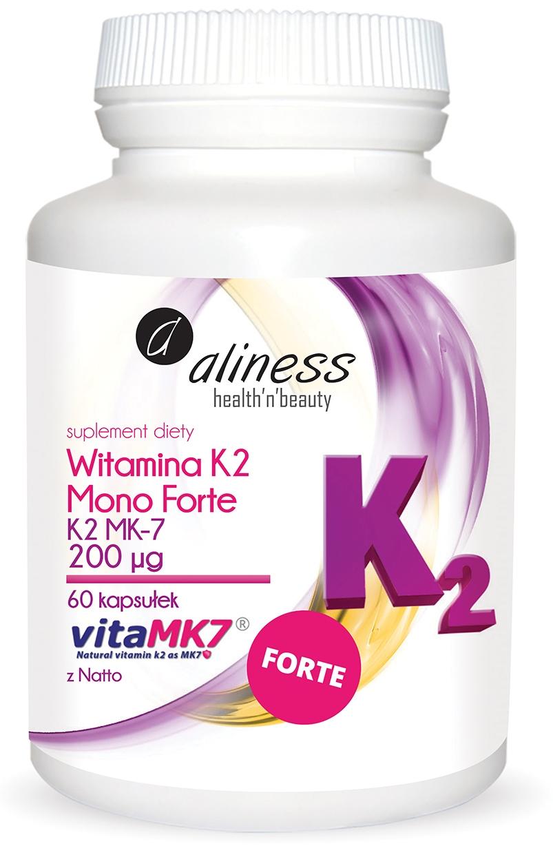 Aliness Witamina K2 Mono Forte K2 MK-7 200mcg 60kaps - suplement diety k-2 Natto