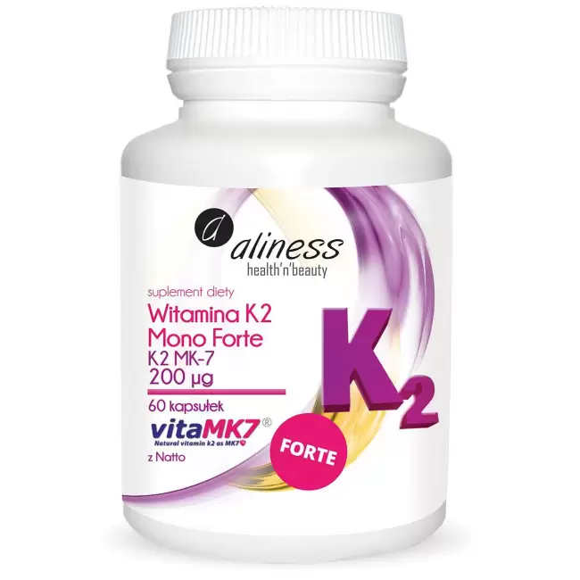 Aliness Witamina K2 Mono Forte K2 MK-7 200mcg 60kaps - suplement diety k-2 Natto