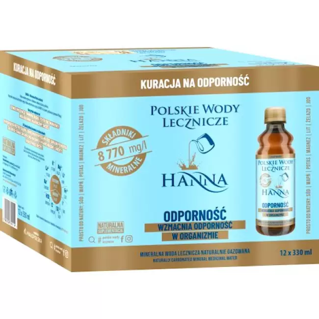 Woda mineralna lecznicza Hanna naturalnie gazowana 12 x 330ml Odporność