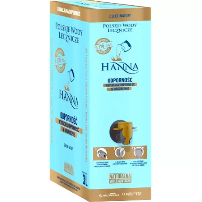 Woda mineralna lecznicza Hanna naturalnie gazowana 3l karton Odporność