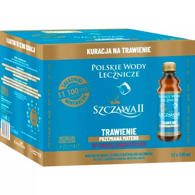 Woda mineralna lecznicza Szczawa II naturalnie gazowana 12 x 330ml Trawienie