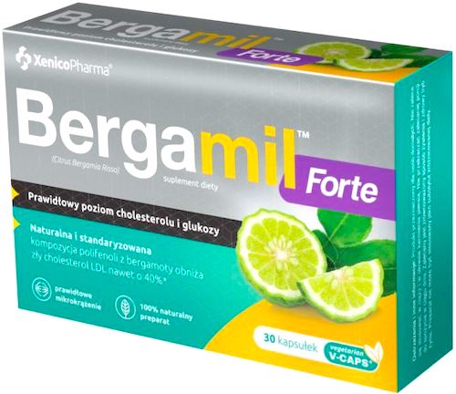 XenicoPharma Bergamil FORTE 30kaps vege Cholesterol Polifenole Allicyna - suplement diety