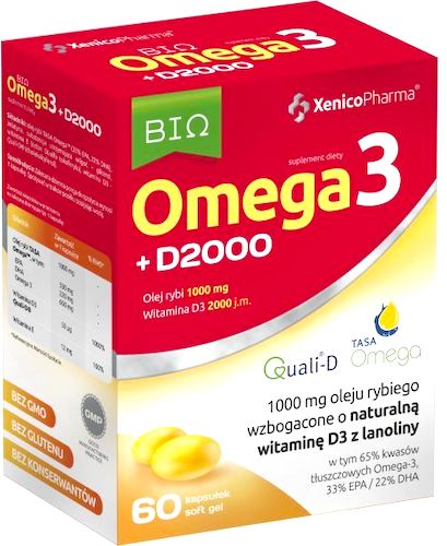 XenicoPharma Bio Omega3 + Witamina D3 2000 j.m. 60kaps - suplement diety WYPRZEDAŻ !