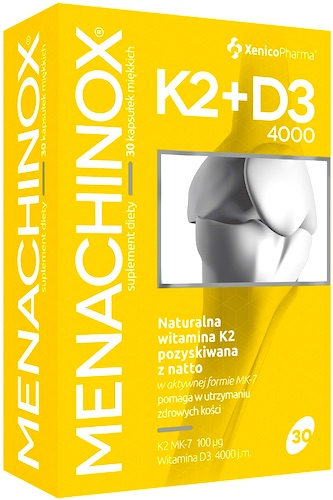 XenicoPharma Menachinox K2 MK-7 Natto + D3 4000 j.m. FORTE 30kaps w Oliwie - suplement diety