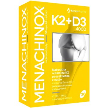 XenicoPharma Menachinox K2 MK-7 Natto + D3 4000 j.m. FORTE 30kaps w Oliwie - suplement diety