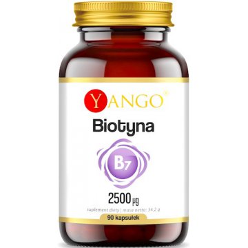 YANGO Biotyna 2500mcg 90kaps vege B7, H - suplement diety Włosy, Skóra, Paznokcie