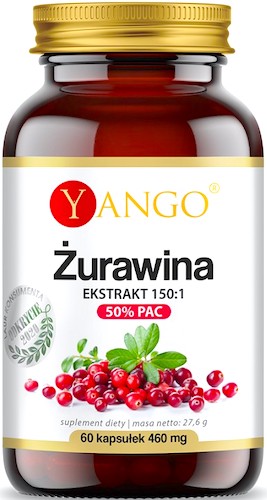 YANGO Żurawina ekstrakt 150:1 50% PAC 60kaps vege Układ Moczowy Serce - suplement diety